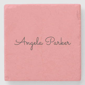 Handwriting Plain Simple Pink Professional Modern Stone Coaster
