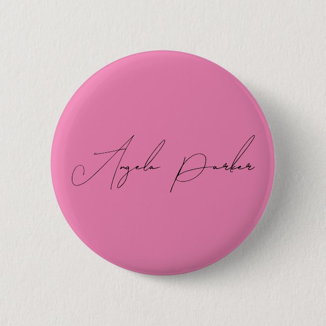 Handwriting Plain Simple Pink Professional Name 2 Inch Round Button (Front)