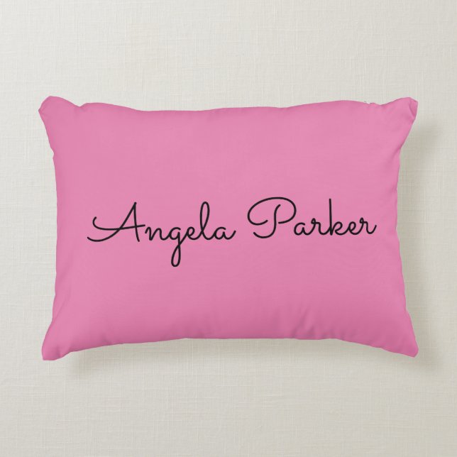 Handwriting Plain Simple Pink Professional Name Accent Pillow (Front)