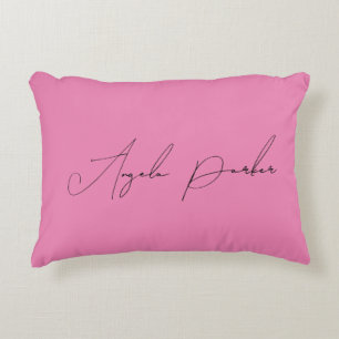 Handwriting Plain Simple Pink Professional Name Accent Pillow