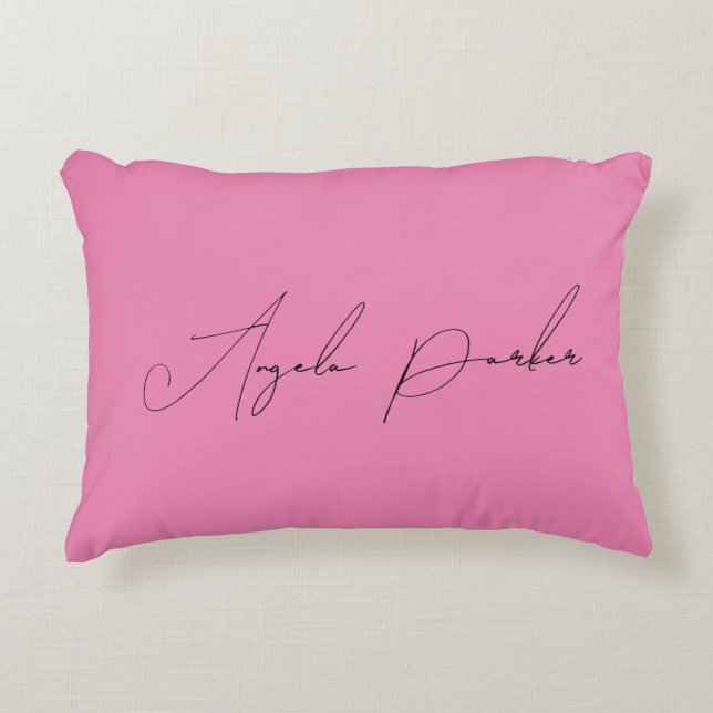 Handwriting Plain Simple Pink Professional Name Accent Pillow (Front)