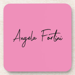 Handwriting Plain Simple Pink Professional Name Coaster