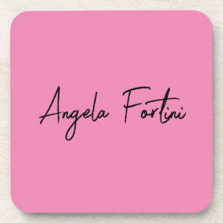Handwriting Plain Simple Pink Professional Name Coaster