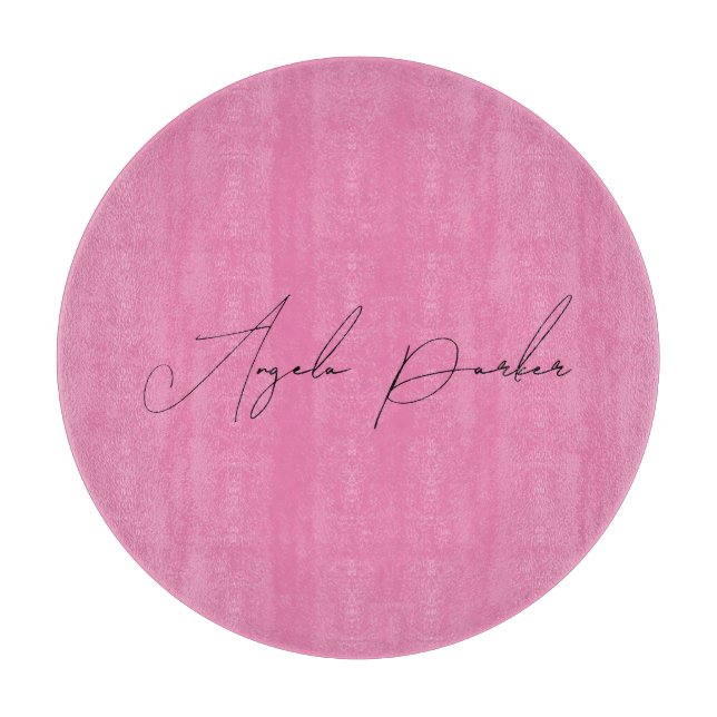 Handwriting Plain Simple Pink Professional Name Cutting Board (Front)
