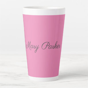 Handwriting Plain Simple Pink Professional Name Latte Mug