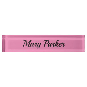 Handwriting Plain Simple Pink Professional Name Nameplate