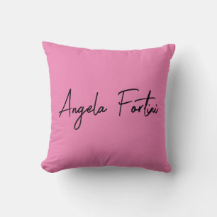 Handwriting Plain Simple Pink Professional Name Throw Pillow