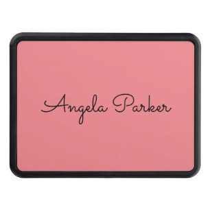 Handwriting Plain Simple Pink Professional Name Trailer Hitch Cover