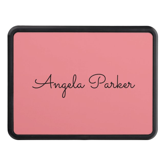 Handwriting Plain Simple Pink Professional Name Trailer Hitch Cover (Front)