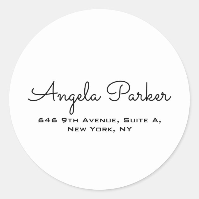 Handwriting Plain Simple White Professional Modern Classic Round Sticker (Front)