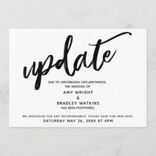 Handwriting Postponed Wedding Announcement Update