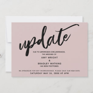 Handwriting Postponed Wedding Dusty Rose Card