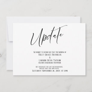 Handwriting Postponed Wedding Update Simple Card