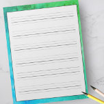 Handwriting Practice Sheets Green Blue Watercolor Notepad<br><div class="desc">Students and adults can practice both print and cursive handwriting with this full size paper pad with a colourful green, teal, and blue watercolor background. Each page includes 6 lines for writing, with an extender descending line for practicing all lower case and upper case letters. Great for homeschool, homework, work,...</div>