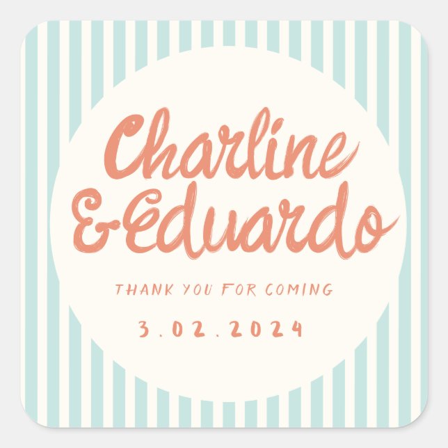 Handwriting RetroWedding Rectangular Sticker (Front)