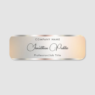 Handwriting Script Customer Template Faux Silver Name Tag
