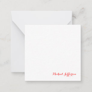 Handwriting Script Elegant Plain Simple Red White Card