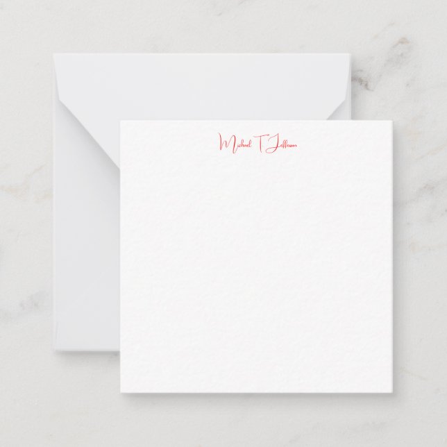 Handwriting Script Elegant Plain Simple Red White Card (Front)