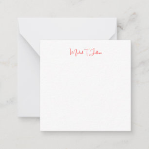Handwriting Script Elegant Plain Simple Red White Card