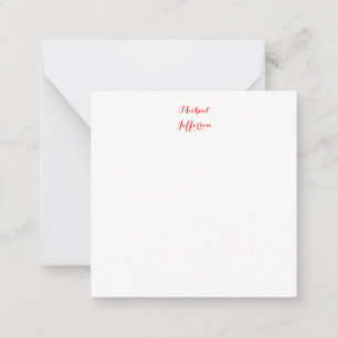 Handwriting Script Elegant Plain Simple Red White Card