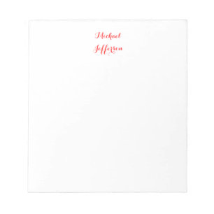 Handwriting Script Elegant Plain Simple Red White Notepad