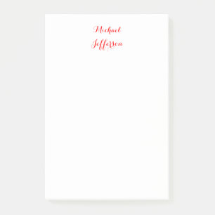 Handwriting Script Elegant Plain Simple Red White Post-it Notes