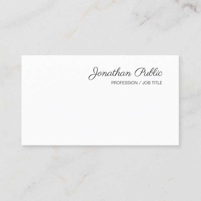 Handwriting Script Modern Minimalist Template Business Card (Front)