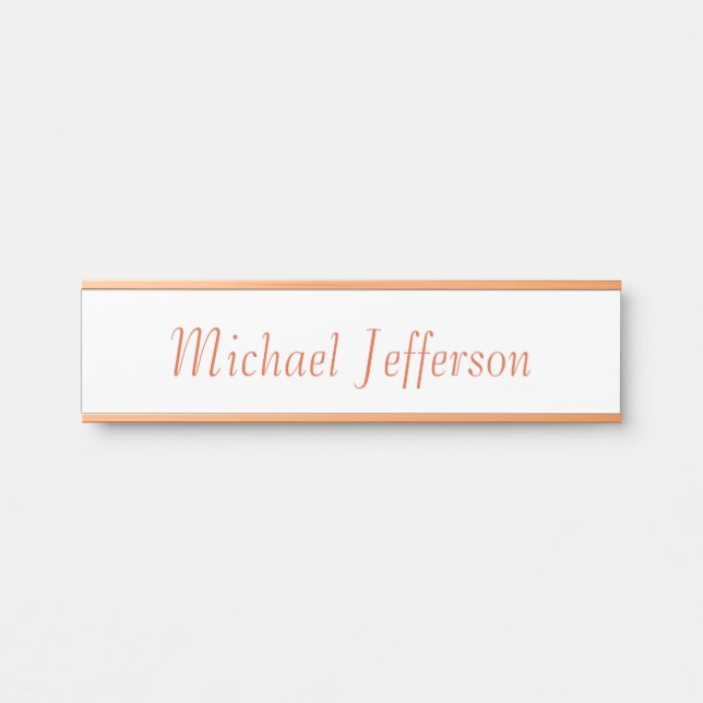 Handwriting Script Name Elegant Plain Simple Door Sign (Front)