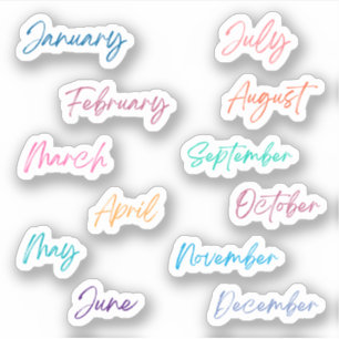 Handwriting Script Rainbow Months of the Year