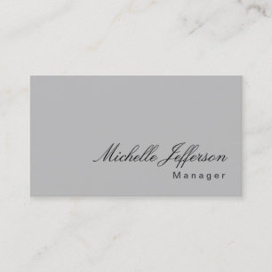 Handwriting Script Silver Grey Business Card