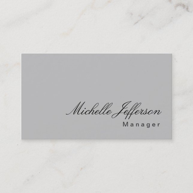Handwriting Script Silver Grey Business Card (Front)