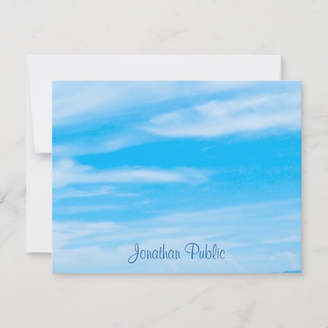 Handwriting Script Template Blue Sky White Clouds (Front)