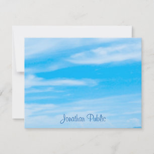 Handwriting Script Template Blue Sky White Clouds