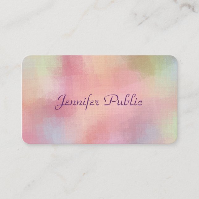 Handwriting Script Template Modern Elegant Colours Business Card (Front)