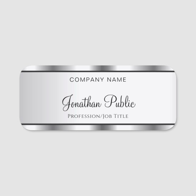 Handwriting Script Text Elegant Modern Template Name Tag (Front)