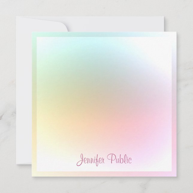 Handwriting Script Text Modern Elegant Colourful Card (Front)