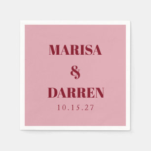 Handwriting Script Whisky Red Pink Custom Wedding Napkin