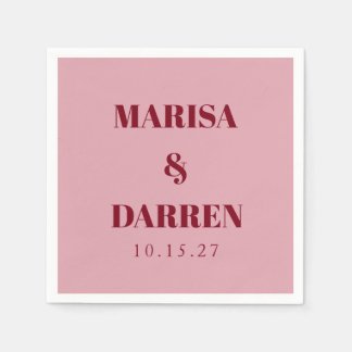 Handwriting Script Whisky Red Pink Custom Wedding Napkin