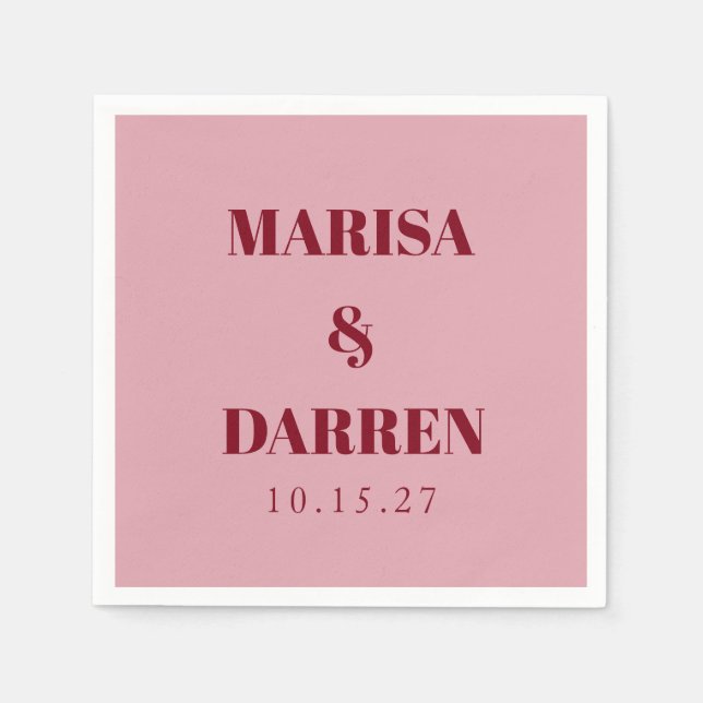 Handwriting Script Whisky Red Pink Custom Wedding Napkin (Front)