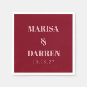 Handwriting Script Whisky Red Pink Custom Wedding Napkin