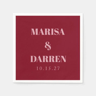 Handwriting Script Whisky Red Pink Custom Wedding Napkin