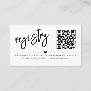 Handwriting Simple Modern Wedding Registry QR Enclosure Card