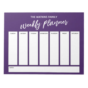 Handwriting, Simple Weekly Planner Deep Purple Notepad