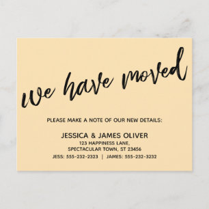Handwriting Simple We've Moved Typography Peach Postcard