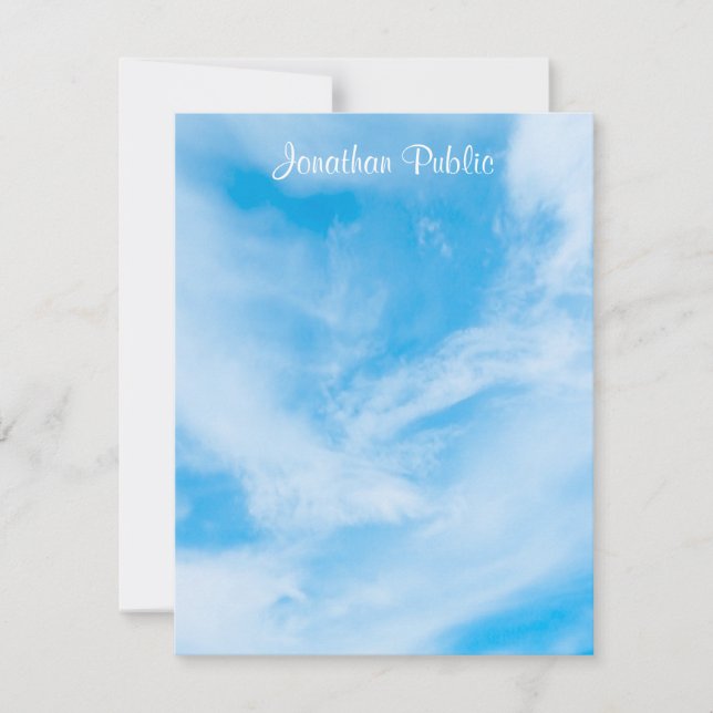Handwriting Template Script Name Blue Sky Clouds (Front)