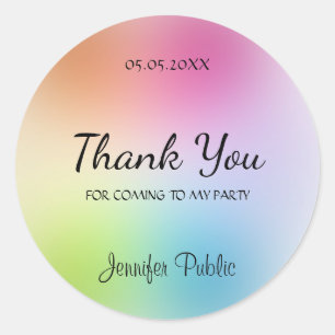 Handwriting Thank You Script Text Party Colourful Classic Round Sticker