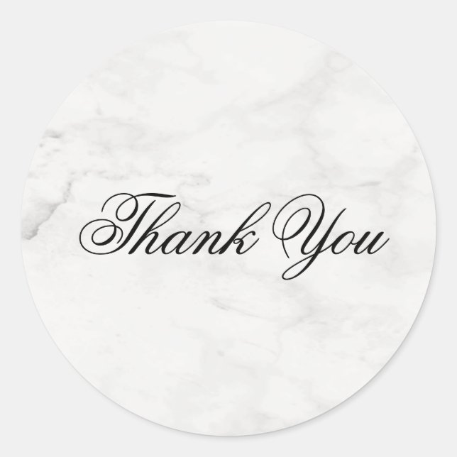 Handwriting Thank You Template Modern Marble Chic Classic Round Sticker (Front)