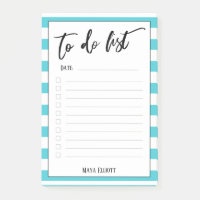 Handwriting To Do List Aqua Stripes, Lined