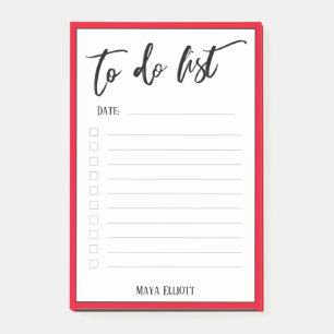 Handwriting To Do List Bright Red Border Lined Post-it Notes