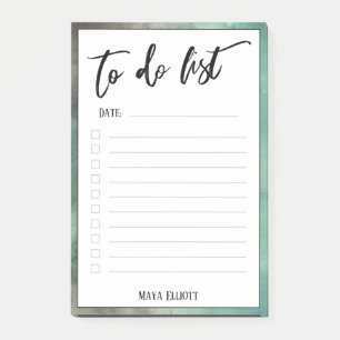 Handwriting To Do List Brown Green Border, Lined Post-it Notes